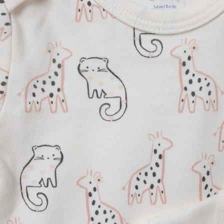 Mothercare Kız Bebek 5li Body Hayvan Baskılı Çıtçıtlı Zarf Yaka Long Sleeve