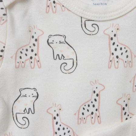 Mothercare Kız Bebek 5li Body Hayvan Baskılı Çıtçıtlı Zarf Yaka Long Sleeve