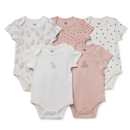 Mothercare Kız Bebek 5li Body Hayvan Baskılı Çıtçıtlı Zarf Yaka Long Sleeve