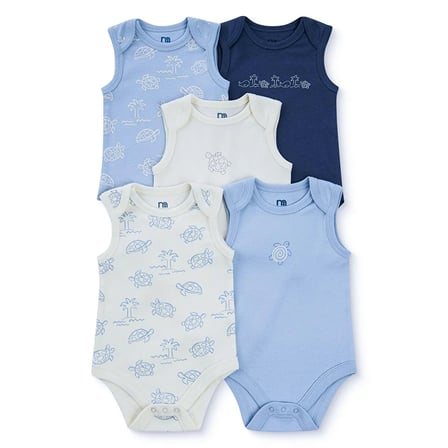 Mothercare Erkek Bebek 5li Body Hayvan Baskılı Çıtçıtlı Zarf Yaka Long Sleeve