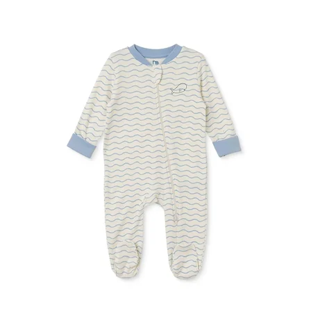 Mothercare Erkek Bebek Tulum Çizgili Çıtçıtlı Bisiklet Yaka Long Sleeve Patikli