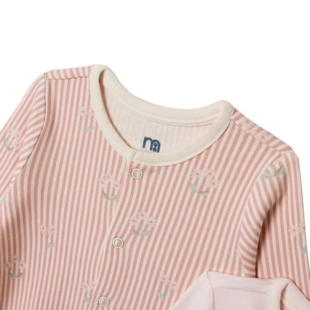 Mothercare Kız Bebek Tulum Çizgili Çıtçıtlı Bisiklet Yaka Long Sleeve Patikli