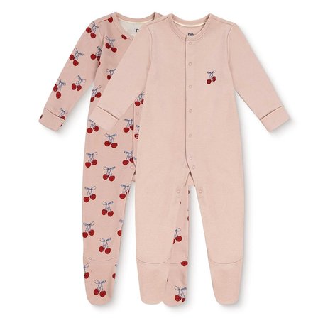 Mothercare Kız Bebek Tulum Kiraz Baskılı Çıtçıtlı Bisiklet Yaka Long Sleeve Patikli