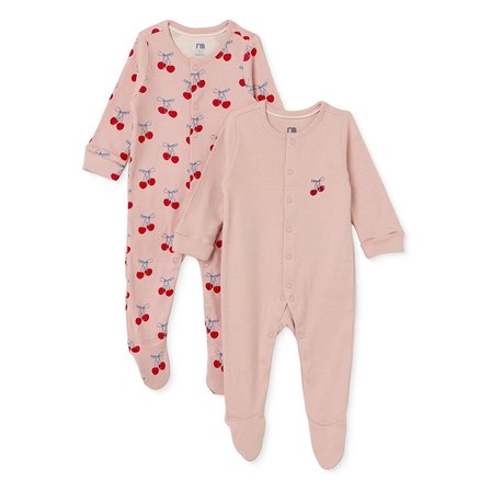 Mothercare Kız Bebek Tulum Kiraz Baskılı Çıtçıtlı Bisiklet Yaka Long Sleeve Patikli