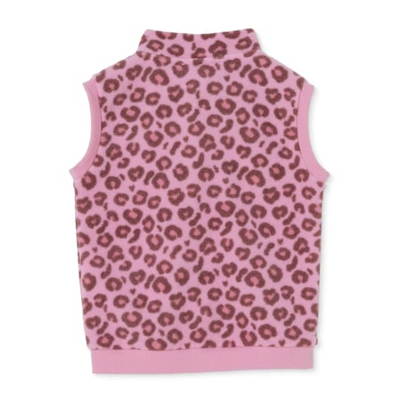 HelloBaby Kız Bebek Polar Yelek Leopar Baskılı Fermuarlı Dik Yaka Atlet