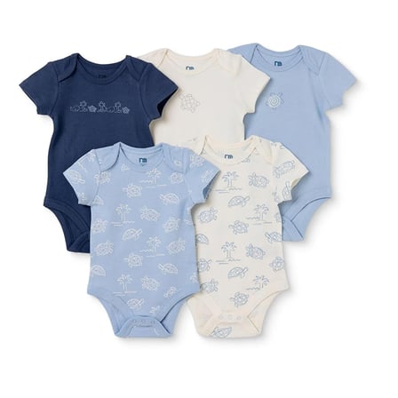 Mothercare Erkek Bebek 5li Body Hayvan Baskılı Çıtçıtlı Zarf Yaka Long Sleeve