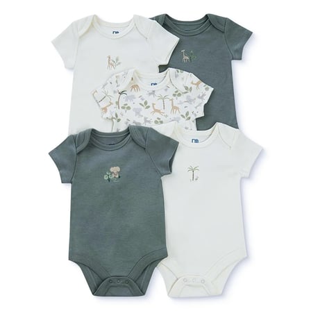 Mothercare Erkek Bebek 5li Body Hayvan Baskılı Çıtçıtlı Zarf Yaka Long Sleeve
