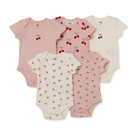 Mothercare Kız Bebek 5li Body Hayvan Baskılı Çıtçıtlı Zarf Yaka Long Sleeve