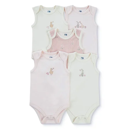 Mothercare Kız Bebek 5li Body Hayvan Baskılı Çıtçıtlı Zarf Yaka Long Sleeve