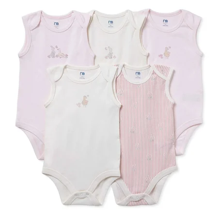 Mothercare Kız Bebek 5li Body Hayvan Baskılı Çıtçıtlı Zarf Yaka Long Sleeve