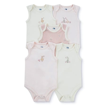 Mothercare Kız Bebek 5li Body Hayvan Baskılı Çıtçıtlı Zarf Yaka Long Sleeve