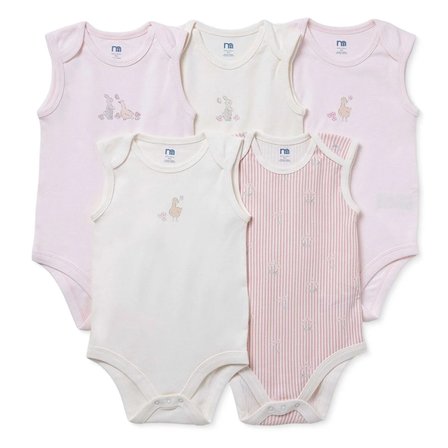 Mothercare Kız Bebek 5li Body Hayvan Baskılı Çıtçıtlı Zarf Yaka Long Sleeve