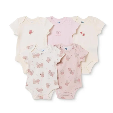 Mothercare Kız Bebek 5li Body Hayvan Baskılı Çıtçıtlı Zarf Yaka Long Sleeve