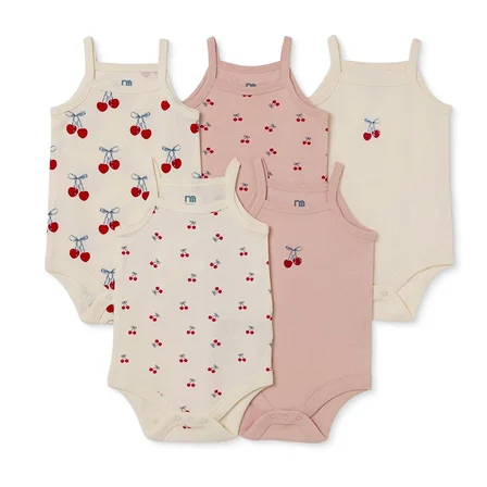 Mothercare Kız Bebek 5li Body Hayvan Baskılı Çıtçıtlı Zarf Yaka Long Sleeve