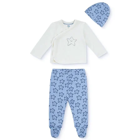 Mothercare Erkek Bebek Zıbın-Şapka-Alt Hayvan Baskılı Çıtçıtlı V Yaka Long Sleeve Patikli