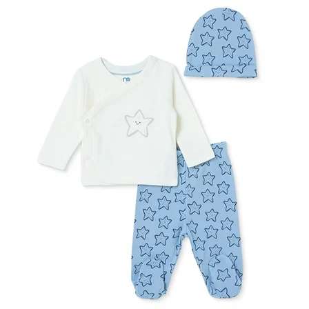 Mothercare Erkek Bebek Zıbın-Şapka-Alt Hayvan Baskılı Çıtçıtlı V Yaka Long Sleeve Patikli