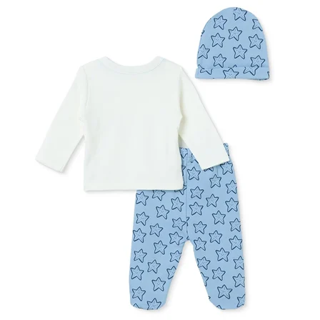 Mothercare Erkek Bebek Zıbın-Şapka-Alt Hayvan Baskılı Çıtçıtlı V Yaka Long Sleeve Patikli