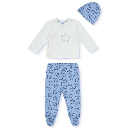 Mothercare Erkek Bebek Zıbın-Şapka-Alt Hayvan Baskılı Çıtçıtlı V Yaka Long Sleeve Patikli