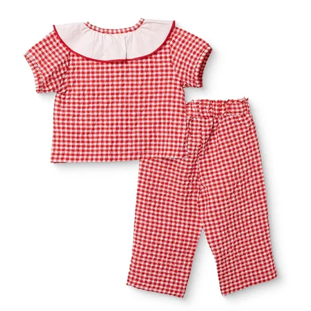 Mothercare Kız Bebek Bluz-Pantolon Düğmeli Bebe Yaka Kısa Kol Lastikli