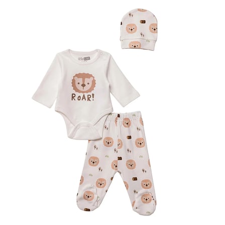 HelloBaby Erkek Bebek Body-Alt-Şapka Hayvan Baskılı Çıtçıtlı Bisiklet Yaka Uzun Kol Patikli