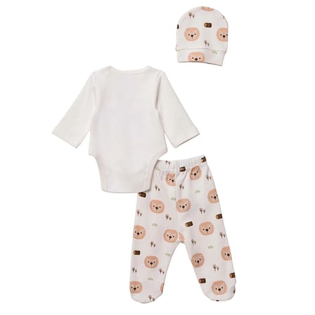 HelloBaby Erkek Bebek Body-Alt-Şapka Hayvan Baskılı Çıtçıtlı Bisiklet Yaka Uzun Kol Patikli