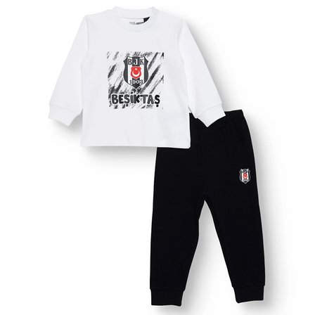 Beşiktaş Erkek Bebek Pijama Takımı Bisiklet Yaka Long Sleeve Reçme