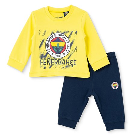fenerbahçe erkek bebek pijama takımı bisiklet yaka long sleeve reçme