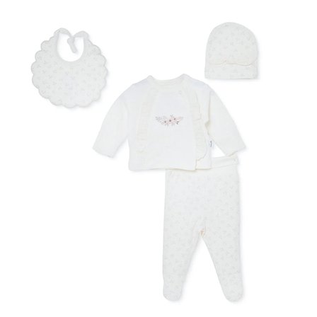 Bebetto Kız Bebek 5li Hastane Çıkışı Çiçek Baskılı Çıtçıtlı Bisiklet Yaka Long Sleeve Patikli