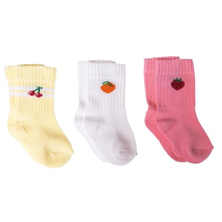 HelloBaby Kız Bebek 3lü Soket Çorap Meyve Baskılı