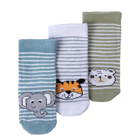 HelloBaby Erkek Bebek 3lü Soket Çorap Hayvan Baskılı