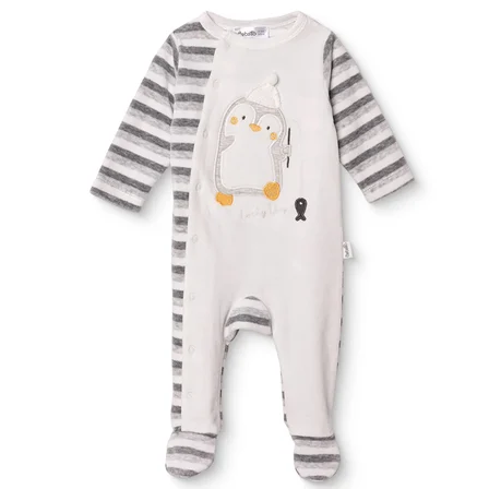 Bebetto Erkek Bebek Kadife Tulum Hayvan Baskılı Çıtçıtlı Bisiklet Yaka Long Sleeve Patikli