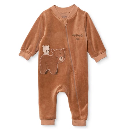 Bebetto Erkek Bebek Kadife Tulum Hayvan Baskılı Çıtçıtlı Bisiklet Yaka Long Sleeve Patiksiz