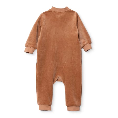 Bebetto Erkek Bebek Kadife Tulum Hayvan Baskılı Çıtçıtlı Bisiklet Yaka Long Sleeve Patiksiz