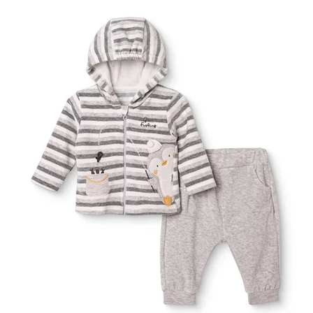 Bebetto Erkek Bebek Sweatshirt-Hırka-Alt Hayvan Baskılı Fermuarlı Bisiklet Yaka Long Sleeve Patiksiz