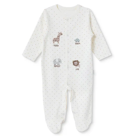 Bebetto Erkek Bebek Tulum Hayvan Baskılı Çıtçıtlı Bisiklet Yaka Long Sleeve Patikli