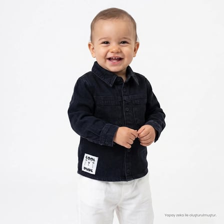 HelloBaby Erkek Bebek Gömlek Düğmeli Gömlek Yaka Long Sleeve