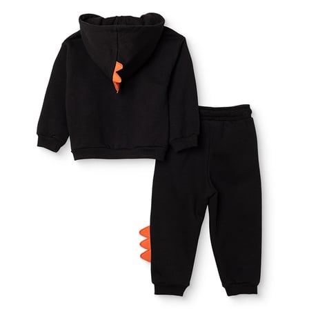 HelloBaby Erkek Bebek Eşofman Takımı Dinozor Baskılı Fermuarlı Kapüşonlu Long Sleeve Ribanalı