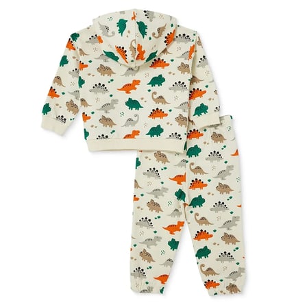 HelloBaby Erkek Bebek Eşofman Takımı Dinozor Baskılı Bağcıklı Kapüşonlu Long Sleeve Lastikli