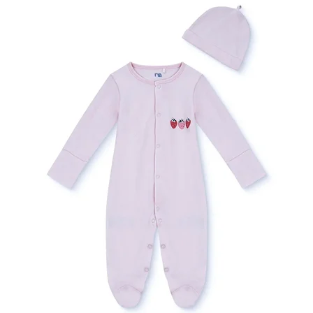 Mothercare Kız Bebek Tulum-Şapka Çıtçıtlı Bisiklet Yaka Long Sleeve Patikli