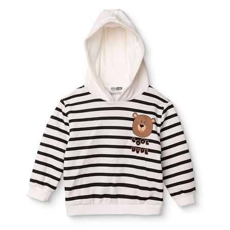 HelloBaby Erkek Bebek Kapüşonlu Sweatshirt Ayı Baskılı Kapüşonlu Long Sleeve
