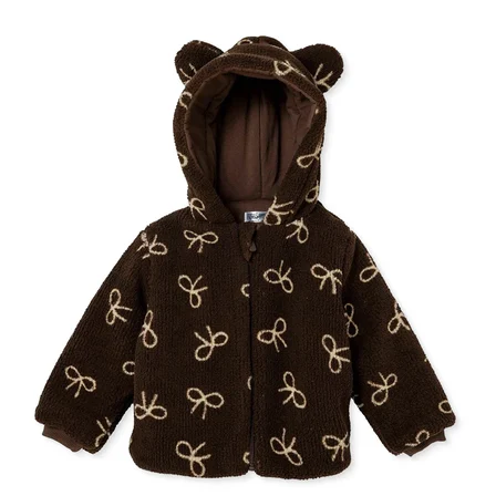 HelloBaby Kız Bebek Welsoft Mont Fiyonk Baskılı Fermuarlı Bisiklet Yaka Long Sleeve