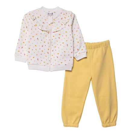 HelloBaby Kız Bebek Eşofman Takımı Çiçek Baskılı Fermuarlı Kapüşonlu Long Sleeve Lastikli