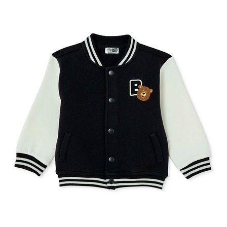 HelloBaby Erkek Bebek Kolej Ceket Ayı Baskılı Çıtçıtlı Bisiklet Yaka Long Sleeve