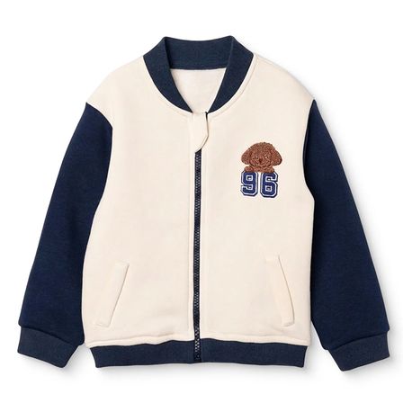 HelloBaby Erkek Bebek Kolej Ceket Ayı Baskılı Fermuarlı Bisiklet Yaka Long Sleeve