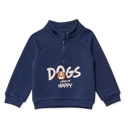 HelloBaby Erkek Bebek Sweatshirt Yazı Baskılı Fermuarlı Dik Yaka Long Sleeve