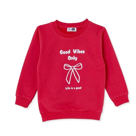 HelloBaby Kız Bebek Sweatshirt Fiyonk Baskılı Bisiklet Yaka Long Sleeve