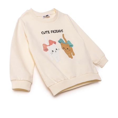 HelloBaby Kız Bebek Sweatshirt Hayvan Baskılı Bisiklet Yaka Long Sleeve