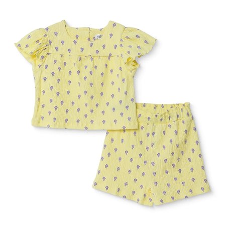 HelloBaby Kız Bebek Bluz-Şort Çiçek Baskılı Bisiklet Yaka Short Sleeve Reçme