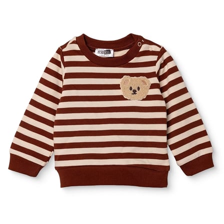 HelloBaby Erkek Bebek Sweatshirt Çizgili Çıtçıtlı Bisiklet Yaka Long Sleeve