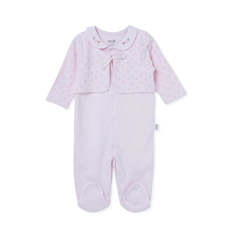 Bebetto Kız Bebek Tulum Çiçek Baskılı Çıtçıtlı Bisiklet Yaka Long Sleeve Patikli